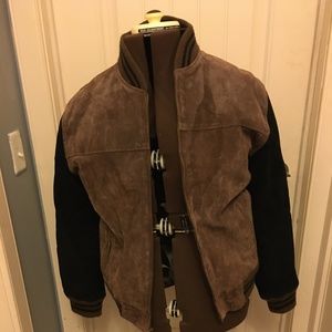 Mens Suede Leather Bomber Jacket Used